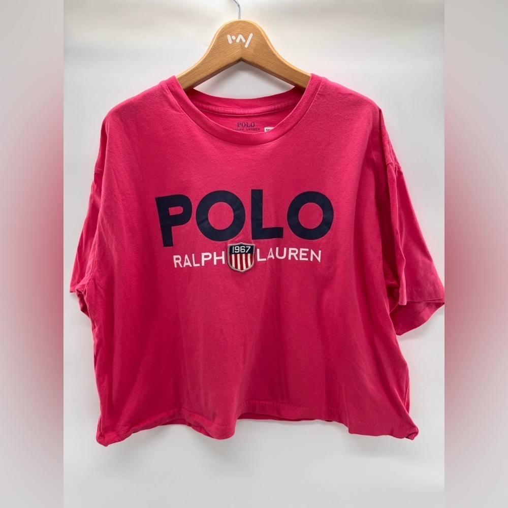 Women’s Polo Ralph Lauren Hot Pink Logo Tee Large
